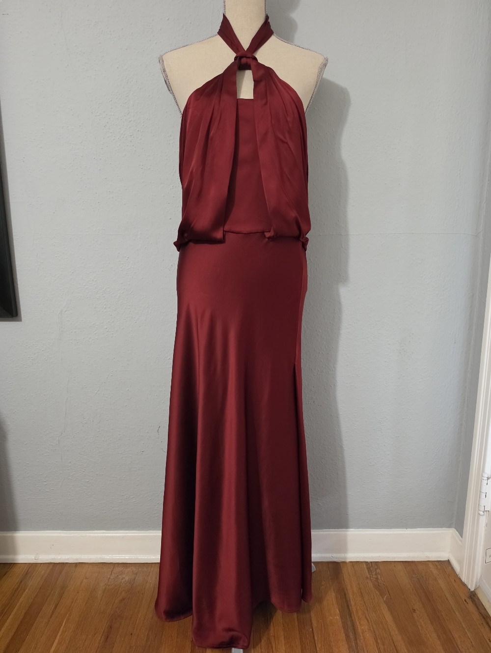 Lorena Halterneck Satin Midi Dress Size 10